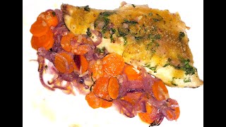 Branzino 0002 gratinato accompagnato con cipolle e carote 0001 [upl. by Hun979]