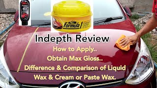 Hindi Formula 1Carnauba CAR Wax How to apply to get maximum gloss comparison with 3M Liquid Wax [upl. by Chi998]