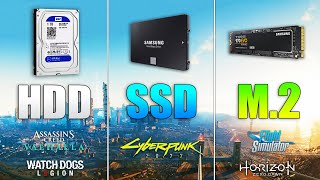 M2 NVME vs SSD SATA vs HDD  Loading Times in Games [upl. by Riker]