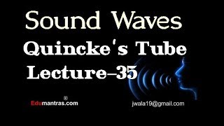 Sound Waves Lecture35   Quinckes Experiment [upl. by Noeruat]