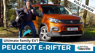 New 2022 Peugeot eRifter electric family car review – DrivingElectric [upl. by Arenahs]