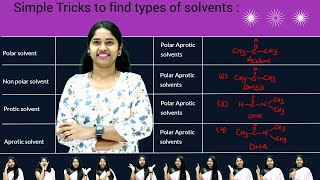 Simple Tricks to find types of solvents like polar non polar polar protic polar aprotic solvents [upl. by Beale]