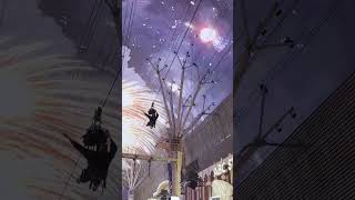 Fremont Street experience SlotZilla Zipline flying ziplining rescue Las Vegas Strip Nevada 2023 [upl. by Nurav]