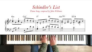 Schindlers List  Theme Song John Williams Piano tutorial  sheet music Early intermediate [upl. by Mollie]