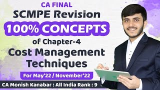 SCMPE Chapter 4  Cost Management Techniques Revision  Full Coverage  CA Monish Kanabar [upl. by Neliac]