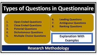 Types of Questions in QuestionnaireOpen EndedClose EndedDichotomousMultiple ChoiceRanking [upl. by Anitsirhk]