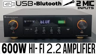 600W HIFI STEREO  22 AMPLIFIER  2 MIC INPUTS  BLUETOOTH  USB  DON AUDIOS donaudios [upl. by Dolora16]