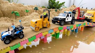 Rescue fire truck and excavator  Police car crane truck toy stories  BIBO TOYS [upl. by Ahtiekahs]