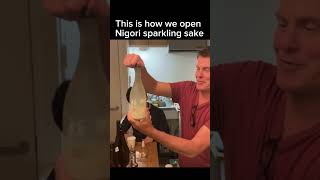 This is how we open Nigori sparkling sake🍶 shorts [upl. by Yelahc]