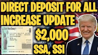 GOOD NEWS 2000 DIRECT DEPOSIT FOR ALL SENIORS SOCIAL SECURITY INCREASE UPDATE  SSA SSI SSDI [upl. by Ahsemot960]