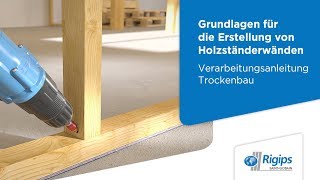 ErstellungAufbau von Holzständerwänden Rigidur Gipsfaserplatten  Rigips Verarbeitung Trockenbau [upl. by Jauch]