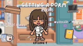 getting my DORM ROOM for college ⭐️ college series  EP1 VOICED  Toca Boca Roleplay [upl. by Hembree]