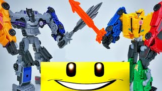 TRANSFORMERS COMBINER FORCE ULTRA BEE VS MENASOR ROBOTS IN DISGUISE BUMBLEBEE MOTORMASTER TOY [upl. by Alekahs]