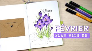 Bullet Journal FÉVRIER 2023  PLAN WITH ME  fleurs de crocus [upl. by Barri]