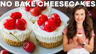 No Bake Mini Cheesecakes Recipe  Homemade Cherry Topping [upl. by Schulz]