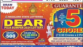 Nagaland State Dear Puja Bumper Lottery Result 8pm Live PUJA BUMPER LOTTERY RESULT 12102024 [upl. by Raynold]