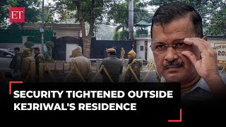 Security tightened outside Delhi CM Arvind Kejriwals residence amid AAPs claims of possible arrest [upl. by Coulter]