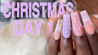 Lavender Christmas Nail Art  Acrylic Application Tutorial  Watch Me Work [upl. by Merwyn]