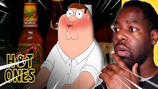 AS20 Reacts First We Feast FT Peter Griffin  Bares It All While Eating Spicy Wings on Hot Ones [upl. by Nwahsal]