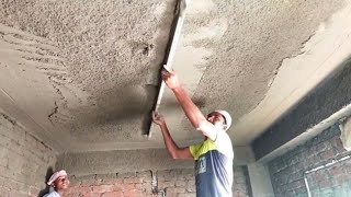 Construction Concrete Ceiling Plastering House Perfect Ceiling plastering with Cement [upl. by Einavoj852]