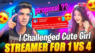 😨I CHALLENGED🤬 CUTE GIRL💗 STREAMER  1 VS 4❤️‍🔥  PROPOSAL 🌹  FREE FIRE IN TELUGU dfg freefire [upl. by Sayre]