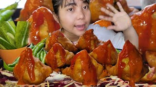 Samosa Eating ASMR with lots of green chillies ASMR Sound [upl. by Kat]