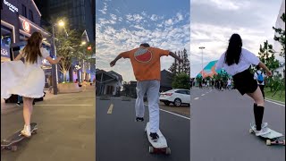 Longboard and skateboard  TIKTOK fashion skate moment compilation🙂 kwai girls and boys 37 [upl. by Notnroht]