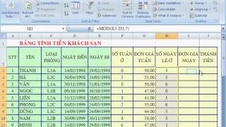 Áp dụng hàm vlookup vào bảng tính tiền khách sạn bằng excel [upl. by Ynnavoj]