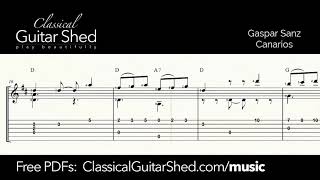 Sanz Canarios  Free sheet music and TABS for classical guitar [upl. by Onaimad826]