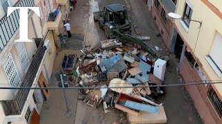 Drone footage reveals devastation after Spain floods [upl. by Eerized45]