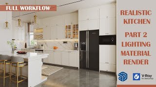 SketchUp Vray Render Tutorial  Design Kitchen lighting  Material  Interior Design Part 2 [upl. by Waddell473]