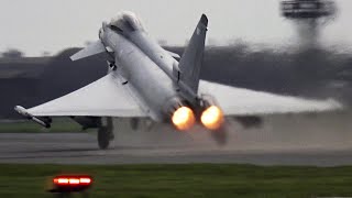 You Wont See Better RAF Typhoon Action Than This Steep Climb Performance Takeoffs at RAF Coningsby [upl. by Ennaul337]