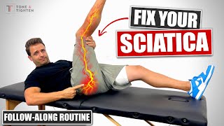 FAST Sciatic Nerve Pain Relief FollowAlong Exercise Routine [upl. by Esiled]