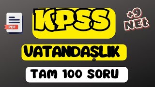 KPSS VATANDAŞLIK FULL TEKRAR ÖZEL 100 SORU ÇÖZÜMÜ [upl. by Einnos]