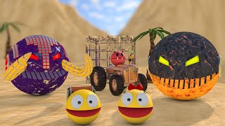 Pacman vs Mini Boss Pacman amp Lava Robot amp Mammoth Robot Monsters [upl. by Odnomyar]