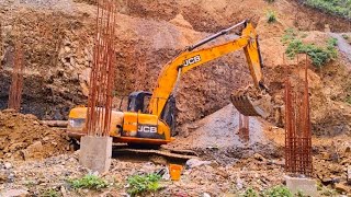 JCB 210LC Landslide Catting Video Hills Slope Making Village Mizoram Road Catting video Part 2 [upl. by Nauaj413]