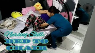 TRANSFERRING PATIENT FROM BED TO WHEELCHAIR  Return Demonstration [upl. by Lankton457]