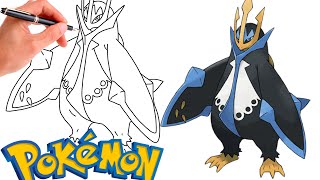 How To Draw EMPOLEON POKEMON 395  Generation 4 [upl. by Bonnibelle48]