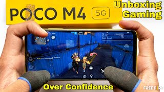 Poco M4 5g unboxing and gaming test over confidence onetap headshot with 3 finger handcam free fire [upl. by Hwang862]