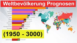 Größte Länder der Welt 1950  3000 Weltbevölkerung Prognosen  Wachsende Weltbevölkerung [upl. by Lehpar]