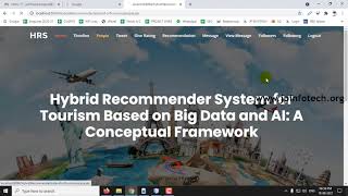 Hybrid Recommender System for Tourism Based on Big Data and AI A Conceptual Framework Java Project [upl. by Akiner699]