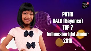 PUTRI  HALO  Beyonce   TOP 7  Indonesian Idol Junior 2018  Liryk [upl. by Etnasa]