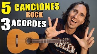 5 grandes canciones de rock fáciles con ¡solo 3 acordes Guitarra acústica para principiantes [upl. by Laurance]