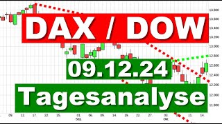 DAX DOW Jones Analyse Charttechnik ✯ Tagesausblick ✯ Chartanalyse für den 09122024 Aktien Prognose [upl. by Stacie]