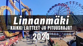 Linnanmäki  Kaikki laitteet ja pituusrajat 2024 [upl. by Annahsat]