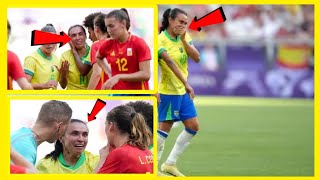 quot🇧🇷 Marta leaves pitch in tears 😢 after being sent off with a 🟥 for foul on 🇪🇸 Olga Carmonaquot [upl. by Ahtivak]