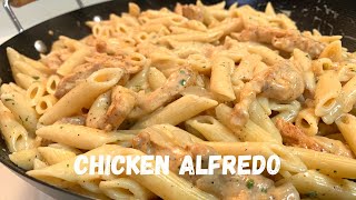 Lazy Creamy Chicken Alfredo Pasta Recipe  Alfredo From A Jar [upl. by Mckeon421]