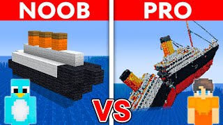 NOOB vs PRO TITANIC HOUSE Build Challenge in Minecraft [upl. by Jimmy303]