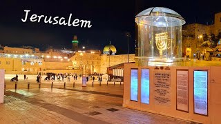 JERUSALEM ILLUMINATES AT NIGHT LETS WALK FROM WESTERN WALL TO THE TOMB OF KING DAVID [upl. by Alaik]