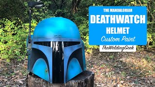 CUSTOM DEATHWATCH PAINT JOB ON BLACK SERIES BOBA FETT HELMET [upl. by Layap865]